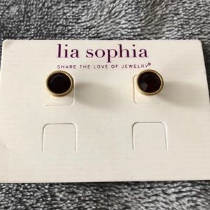 Lia Sophia earrings - Garnet stone